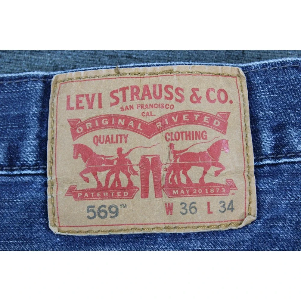 Levis 569 Loose Straight Leg Jeans Mens 36x34 Blue Denim Medium Wash 100% Cotton